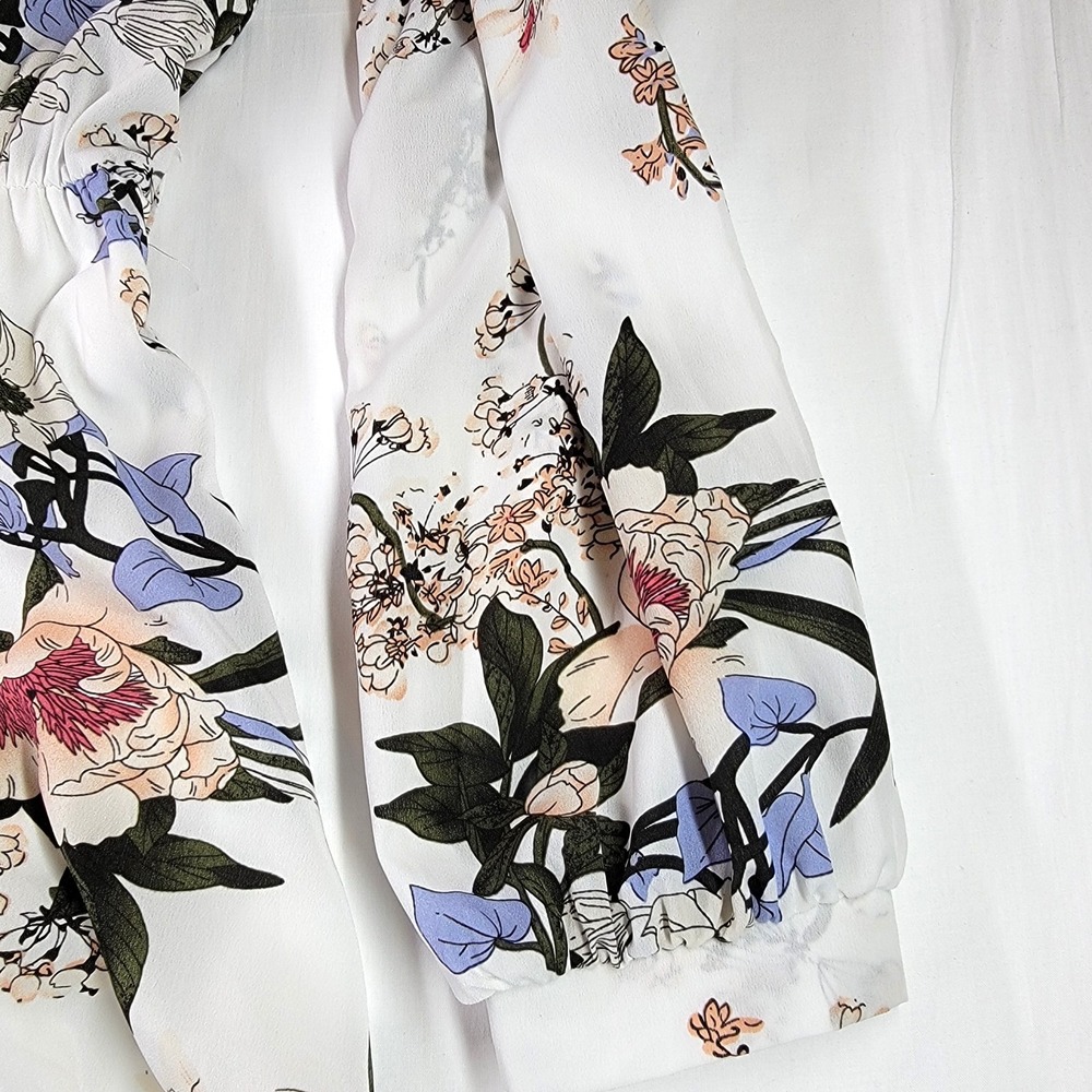 Shein Dress Womens Large White Floral Long Sleeve Maxi Flowy Boho Spring Elegant - Picture 9 of 13
